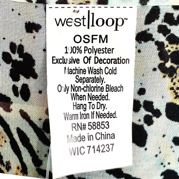 West Loop Animal Print Kimono Cover Up Boho Pom Pom Trim V Neck Sheer NWT OSFM - Picture 8 of 10